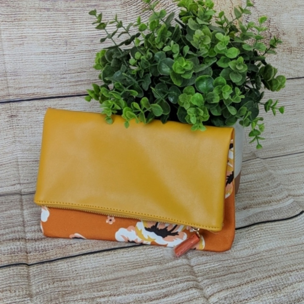 Rachel Pally Faux Leather Floral Foldover Clutch